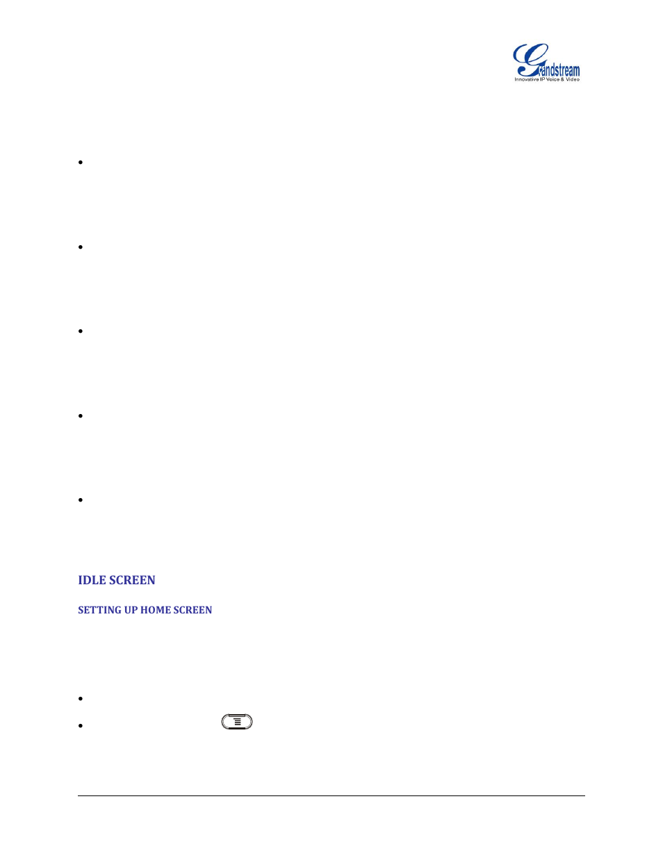 Idle screen, Setting up home screen | Grandstream GXP2200 User Manual User Manual | Page 24 / 162
