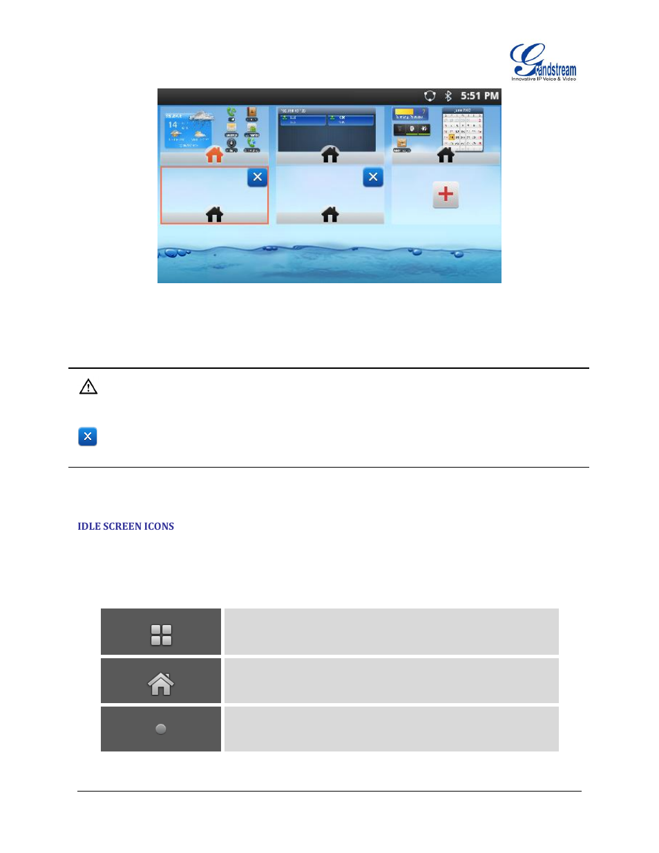 Idle screen icons, Table 5 : gxp2200 onscreen icons, Figure 7 : delete gxp2200 idle screen | Grandstream GXP2200 User Manual User Manual | Page 26 / 162