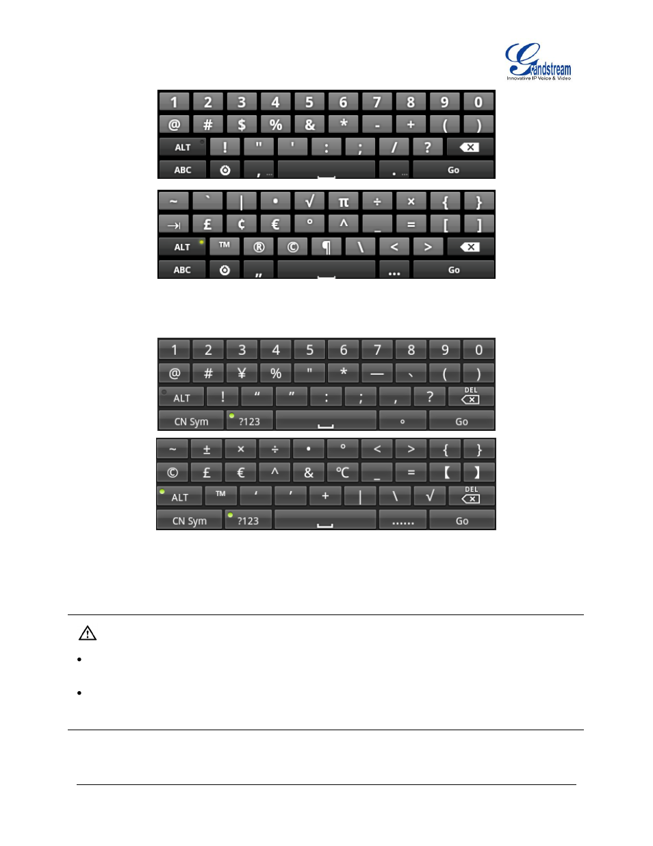 Figure 14 : english keyboard - number and symbols, Figure 15 : chinese keyboard - number and symbols | Grandstream GXP2200 User Manual User Manual | Page 31 / 162