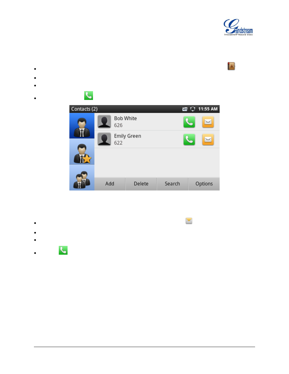 Figure 24 : gxp2200 contacts screen | Grandstream GXP2200 User Manual User Manual | Page 40 / 162