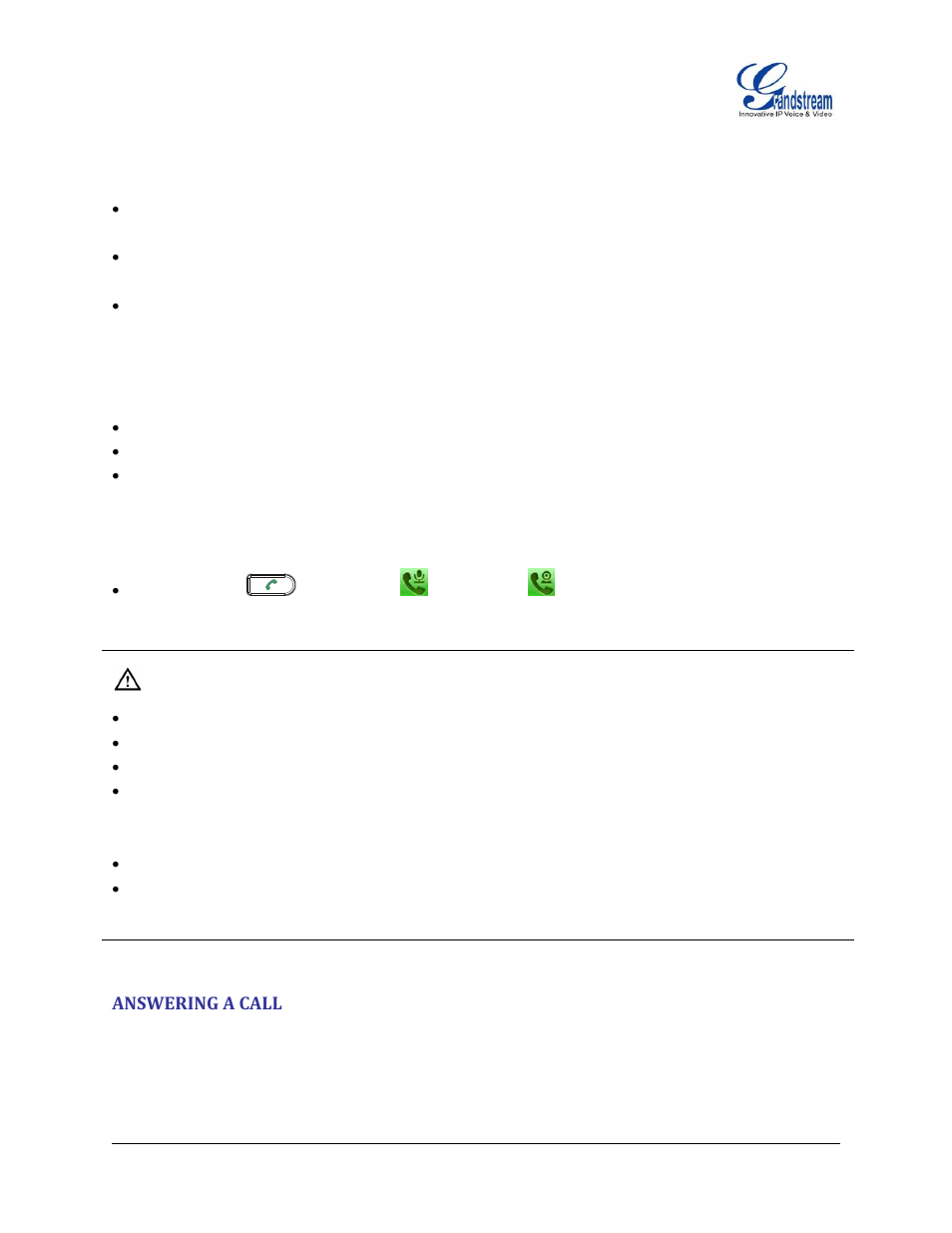 Answering a call | Grandstream GXP2200 User Manual User Manual | Page 42 / 162