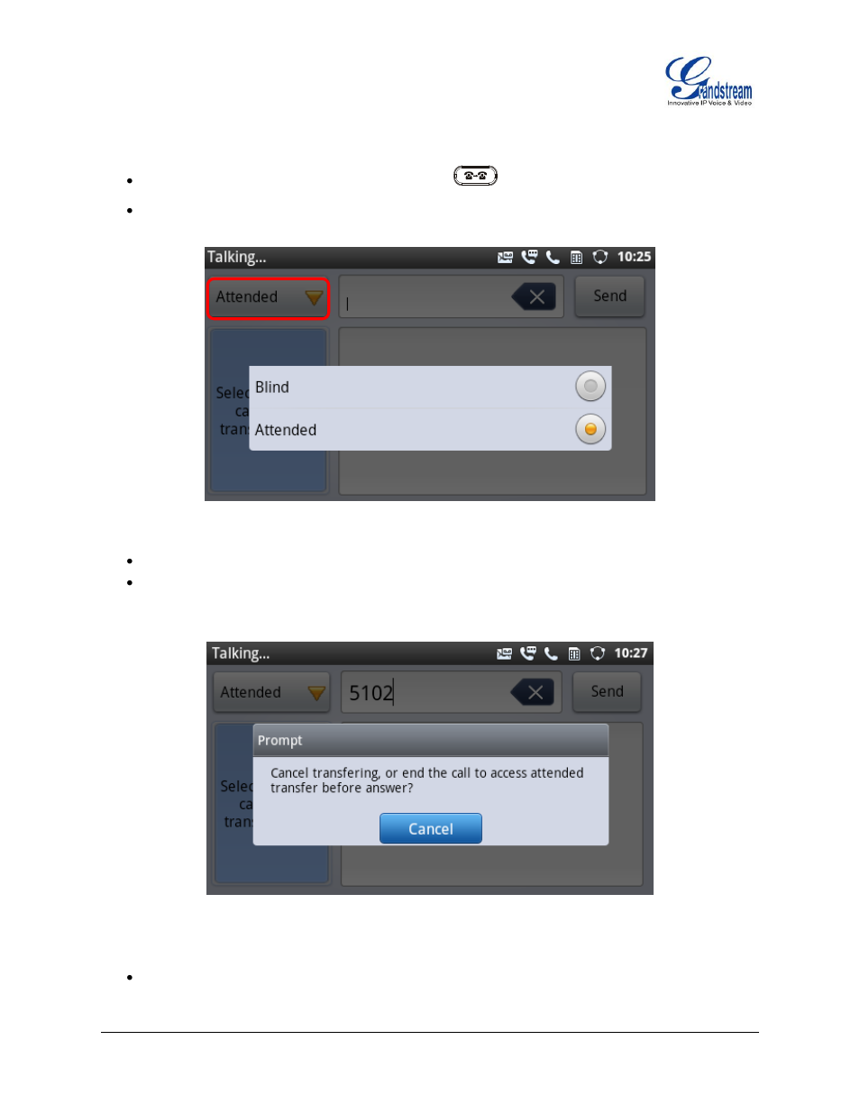 Figure 35 : auto attended transfer, Figure 36 : auto attended transfer - transferring | Grandstream GXP2200 User Manual User Manual | Page 48 / 162