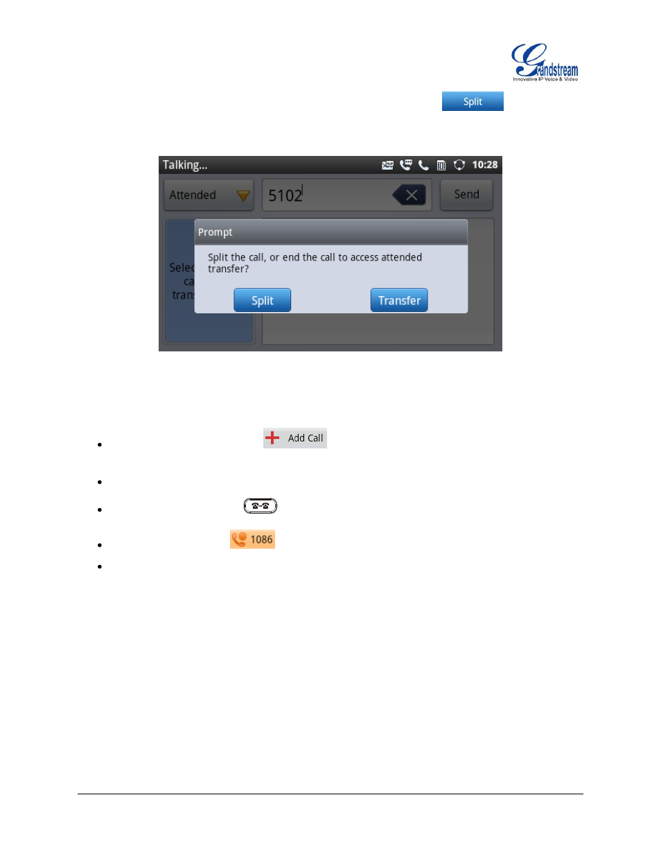 Figure 37 : auto attended transfer - split | Grandstream GXP2200 User Manual User Manual | Page 49 / 162