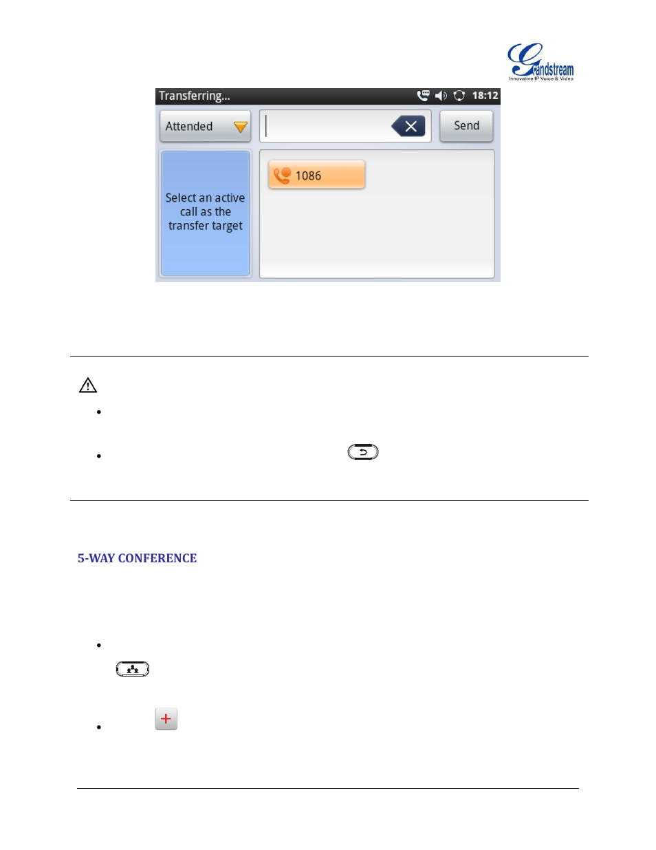 Way conference, Figure 38 : attended transfer | Grandstream GXP2200 User Manual User Manual | Page 50 / 162