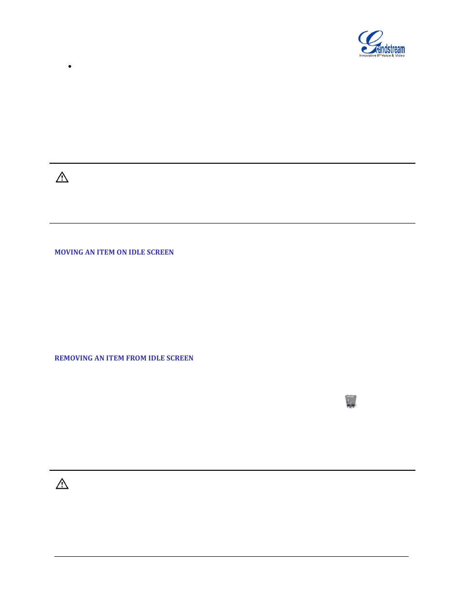 Moving an item on idle screen, Removing an item from idle screen | Grandstream GXP2200 User Manual User Manual | Page 62 / 162