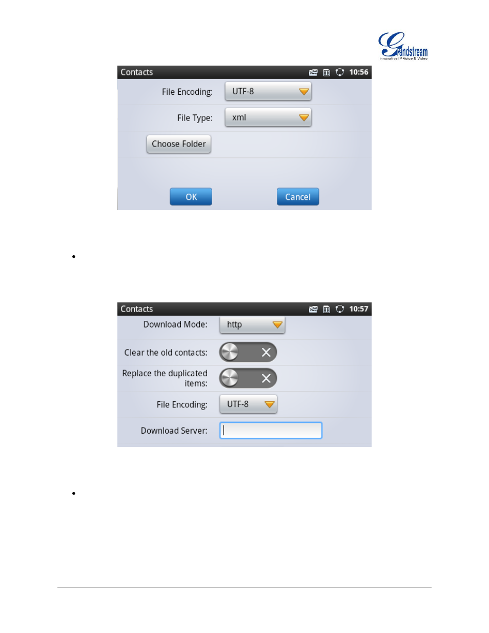 Figure 84 : gxp2200 contacts - export file, Figure 85 : gxp2200 contacts - download file | Grandstream GXP2200 User Manual User Manual | Page 83 / 162