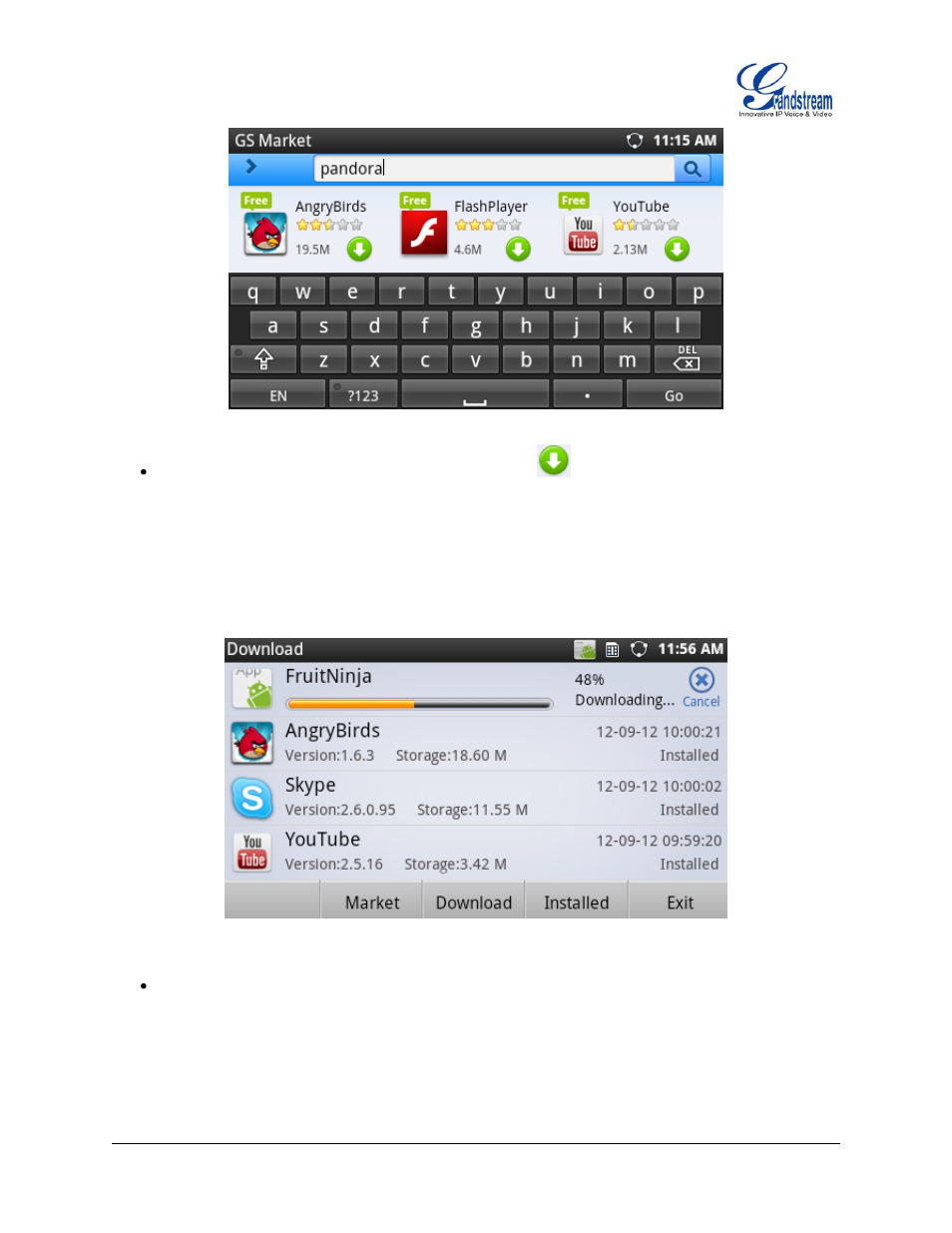 Figure 93 : gxp2200 gs market - search app, Figure 94 : gxp2200 gs market - download | Grandstream GXP2200 User Manual User Manual | Page 89 / 162