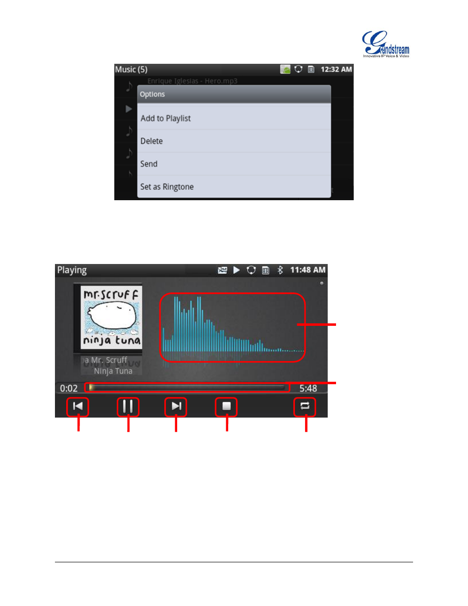 Figure 106 : gxp2200 media player - playing | Grandstream GXP2200 User Manual User Manual | Page 95 / 162