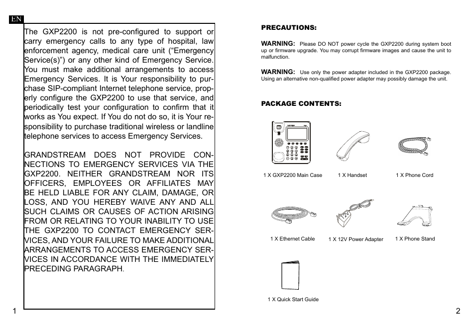 Grandstream GXP2200 Quick Installation Guide User Manual | Page 3 / 30