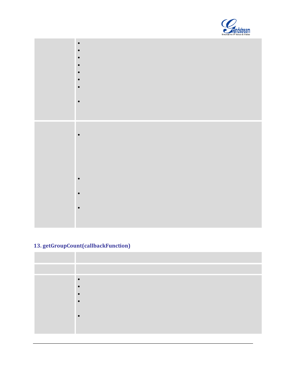 Getgroupcount(callbackfunction) | Grandstream GXP2200 GMI Web Service Guide User Manual | Page 13 / 39
