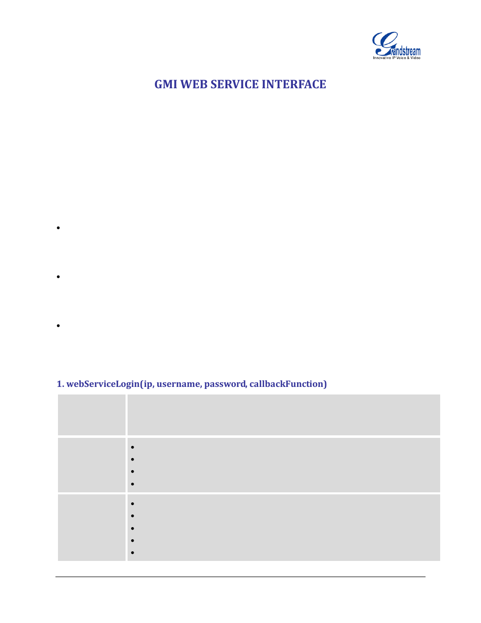 Gmi web service interface | Grandstream GXP2200 GMI Web Service Guide User Manual | Page 5 / 39