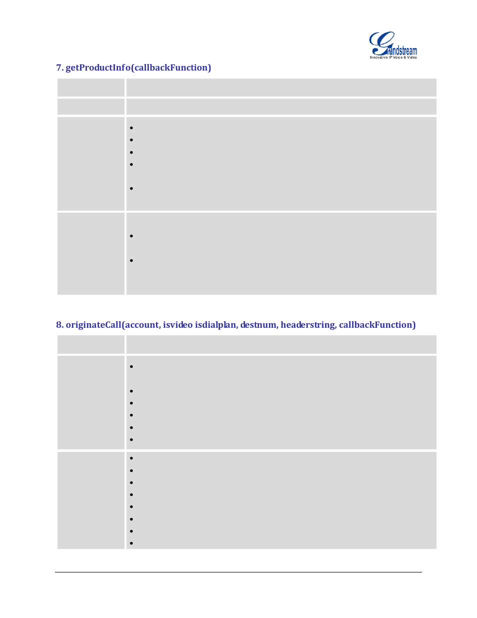 Getproductinfo(callbackfunction) | Grandstream GXP2200 GMI Web Service Guide User Manual | Page 9 / 39