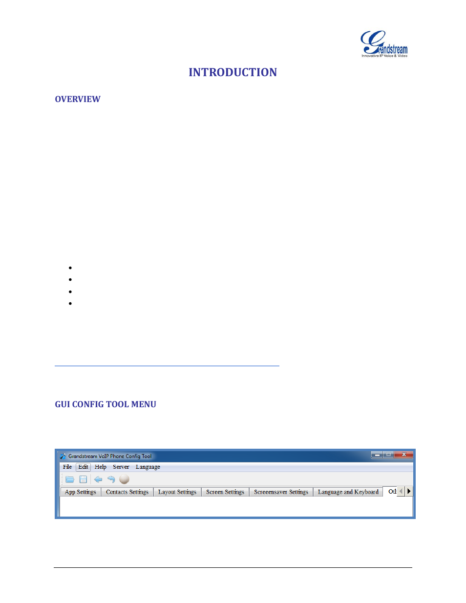 Overview, Gui config tool menu, Introduction | Figure 1: gui config tool menu | Grandstream GXP2200 GUI Customization Guide User Manual | Page 3 / 15