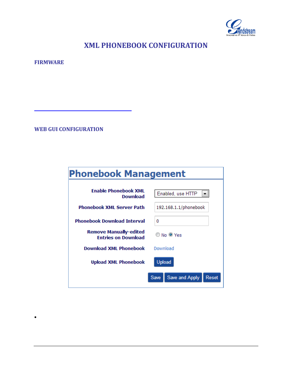 Xml phonebook configuration, Firmware, Web gui configuration | Figure 4: web gui configuration | Grandstream XML Application Guide User Manual | Page 7 / 15