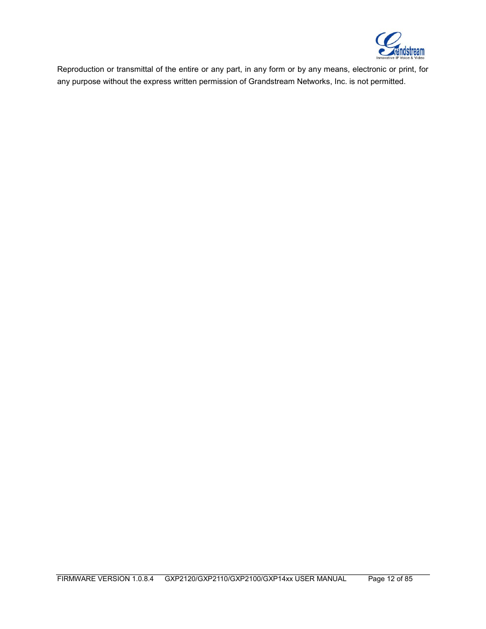Grandstream GXP21xx Series User Manual User Manual | Page 14 / 87