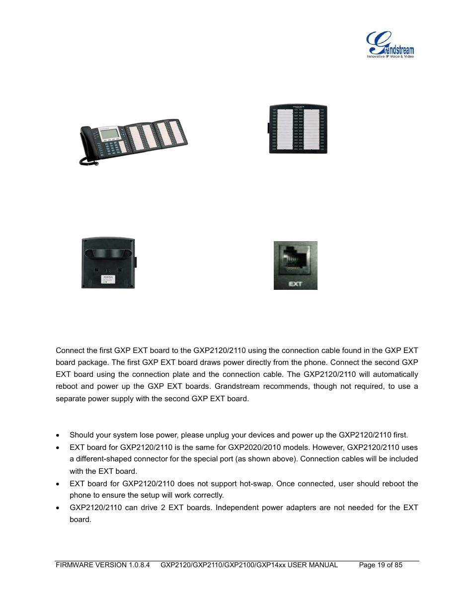 Figure 2: gxp2120/gxp2110 ext board connection | Grandstream GXP21xx Series User Manual User Manual | Page 21 / 87