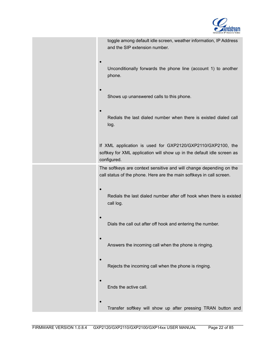 Grandstream GXP21xx Series User Manual User Manual | Page 24 / 87