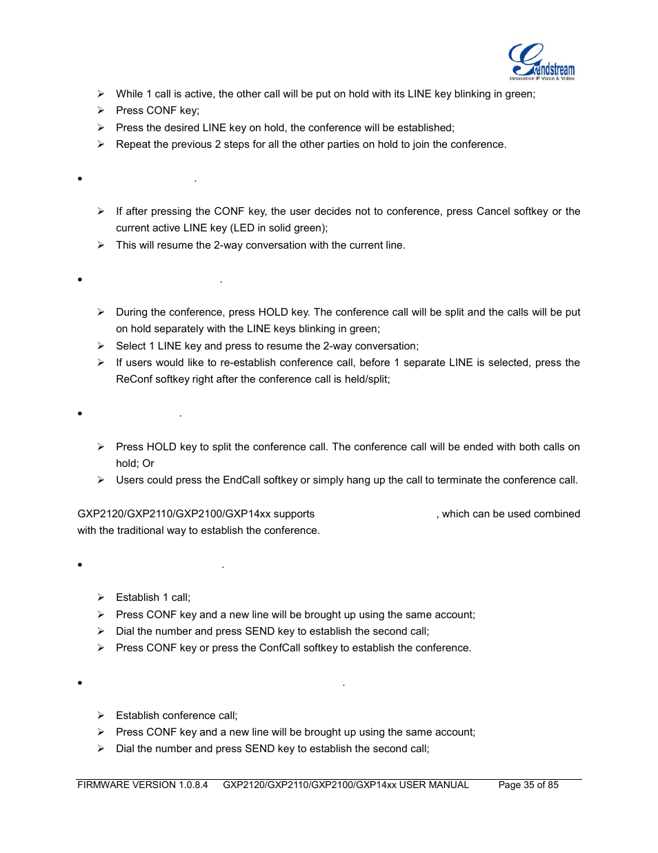 Grandstream GXP21xx Series User Manual User Manual | Page 37 / 87