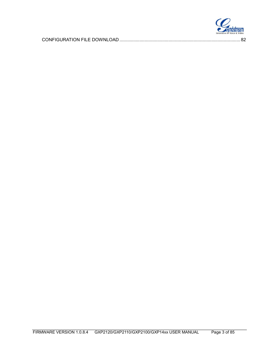 Restore factory default settings | Grandstream GXP21xx Series User Manual User Manual | Page 5 / 87
