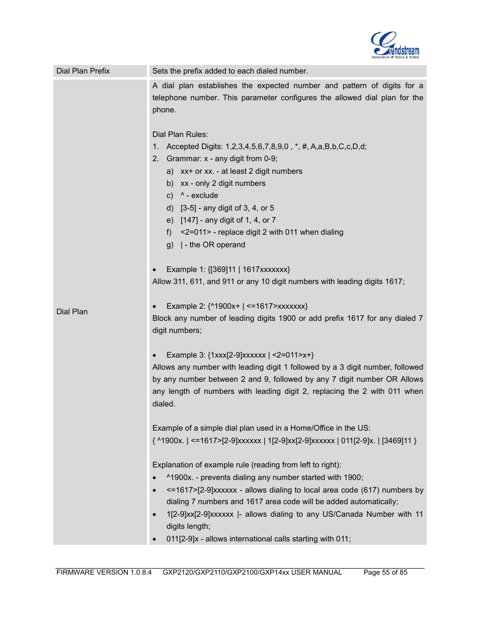 Grandstream GXP21xx Series User Manual User Manual | Page 57 / 87