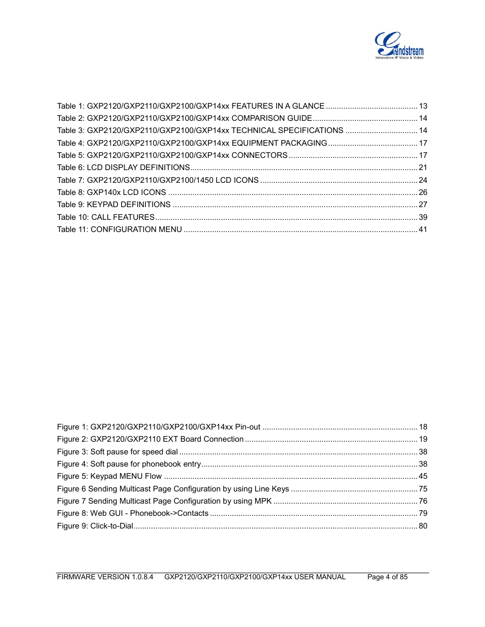 Grandstream GXP21xx Series User Manual User Manual | Page 6 / 87