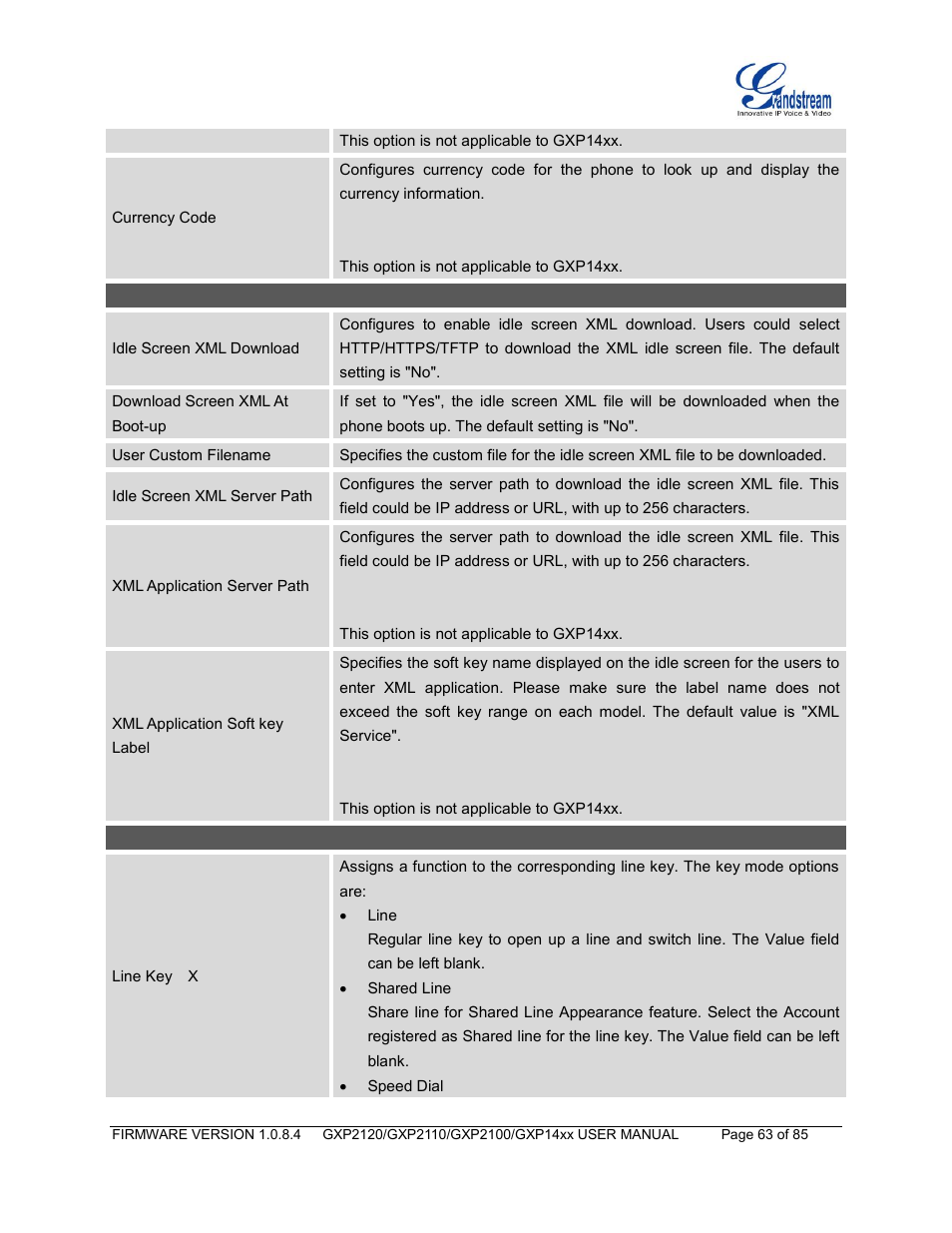 Grandstream GXP21xx Series User Manual User Manual | Page 65 / 87