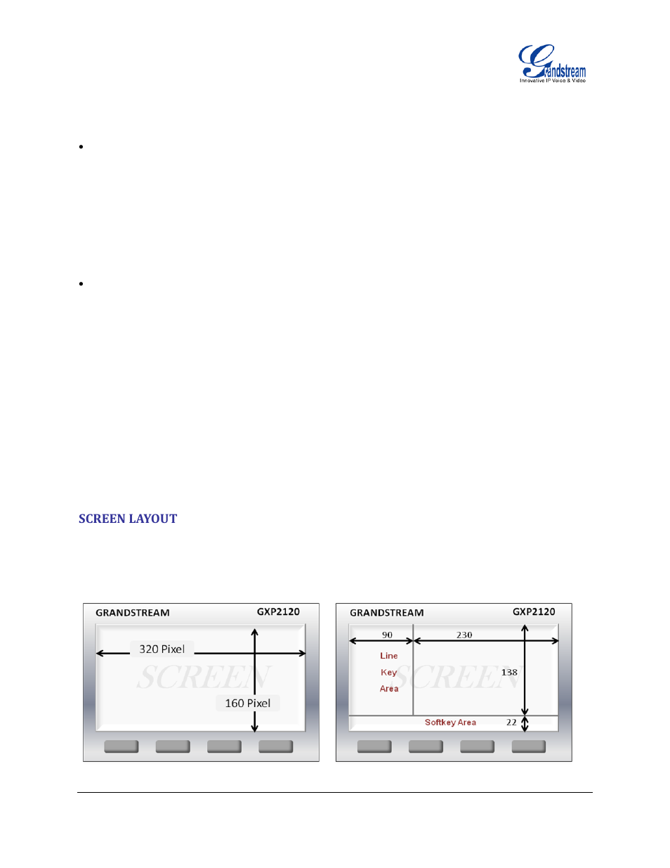 Screen layout | Grandstream GXP21xx XML Application Guide User Manual | Page 11 / 36