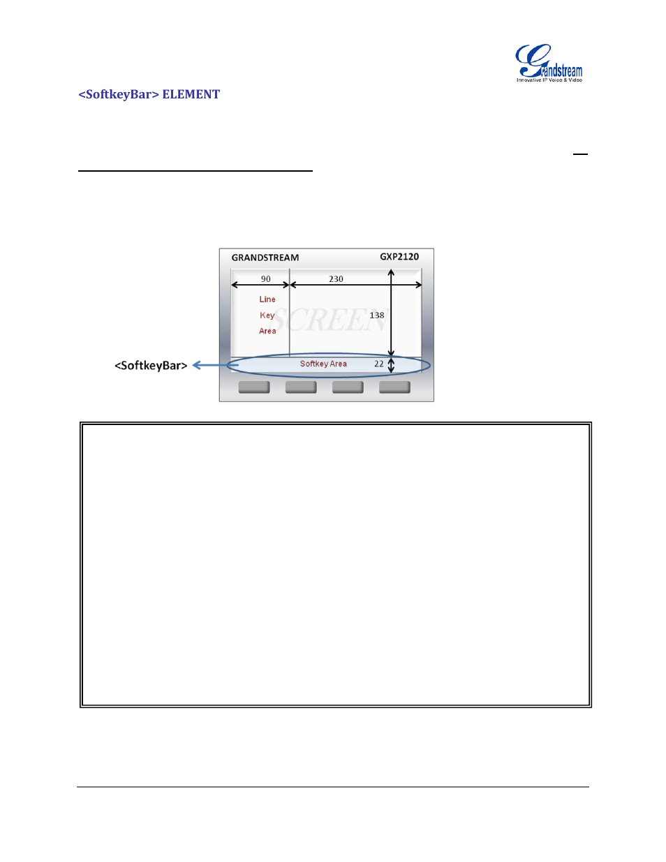 Softkeybar> element | Grandstream GXP21xx XML Application Guide User Manual | Page 18 / 36