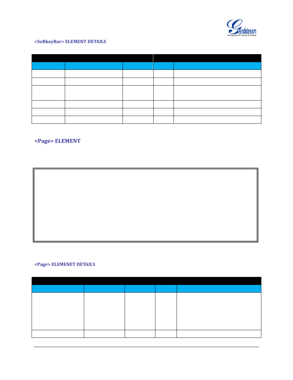 Softkeybar> element details | Grandstream GXP21xx XML Application Guide User Manual | Page 19 / 36