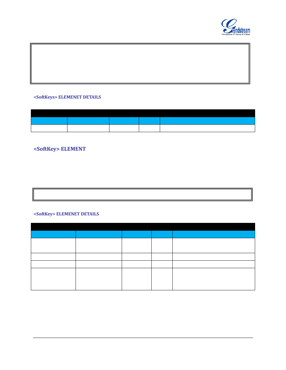 Softkeys> elemenet details, Softkey> element, Softkey> elemenet details | Grandstream GXP21xx XML Application Guide User Manual | Page 29 / 36