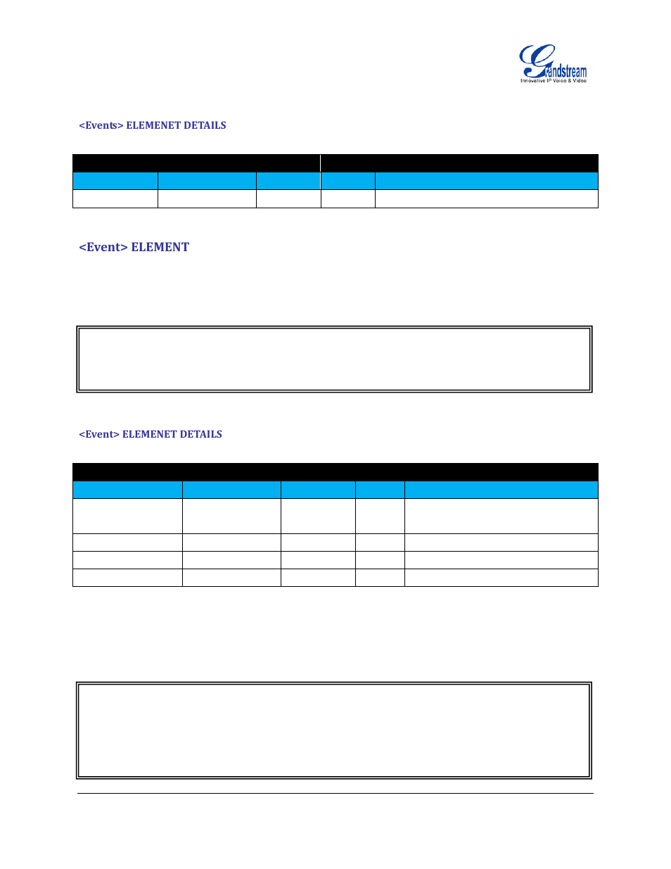 Events> elemenet details, Event> element, Event> elemenet details | Grandstream GXP21xx XML Application Guide User Manual | Page 32 / 36