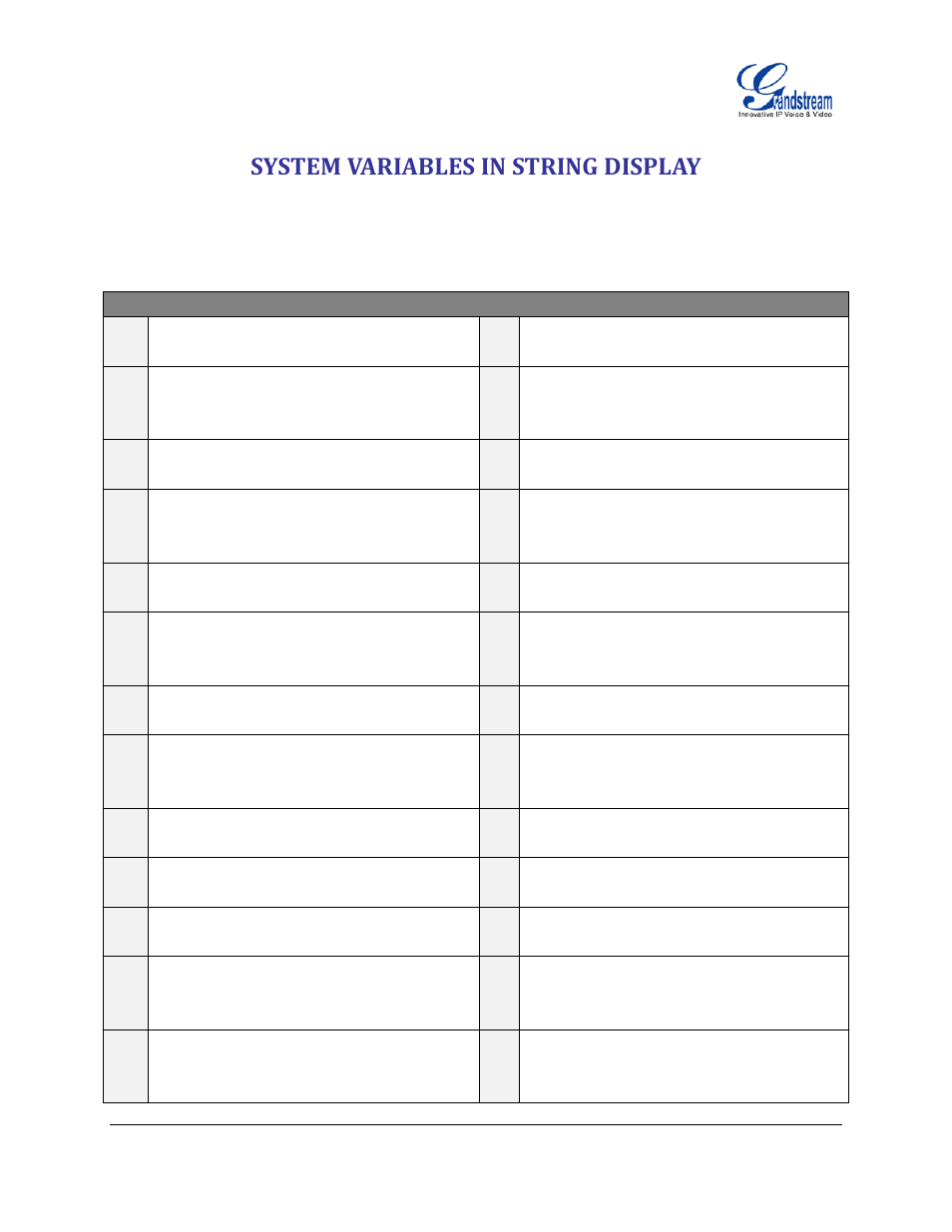 System variables in string display | Grandstream GXP21xx XML Application Guide User Manual | Page 35 / 36