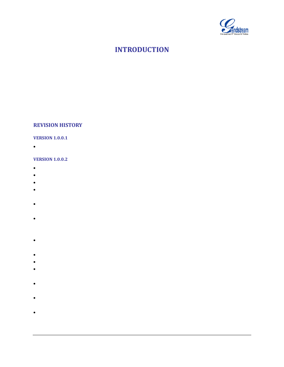Introduction, Revision history, Version 1.0.0.1 | Version 1.0.0.2 | Grandstream GXP21xx XML Application Guide User Manual | Page 4 / 36