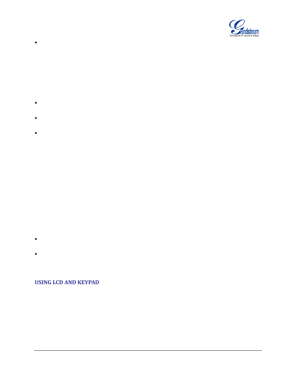 Using lcd and keypad | Grandstream GXP21xx XML Application Guide User Manual | Page 8 / 36
