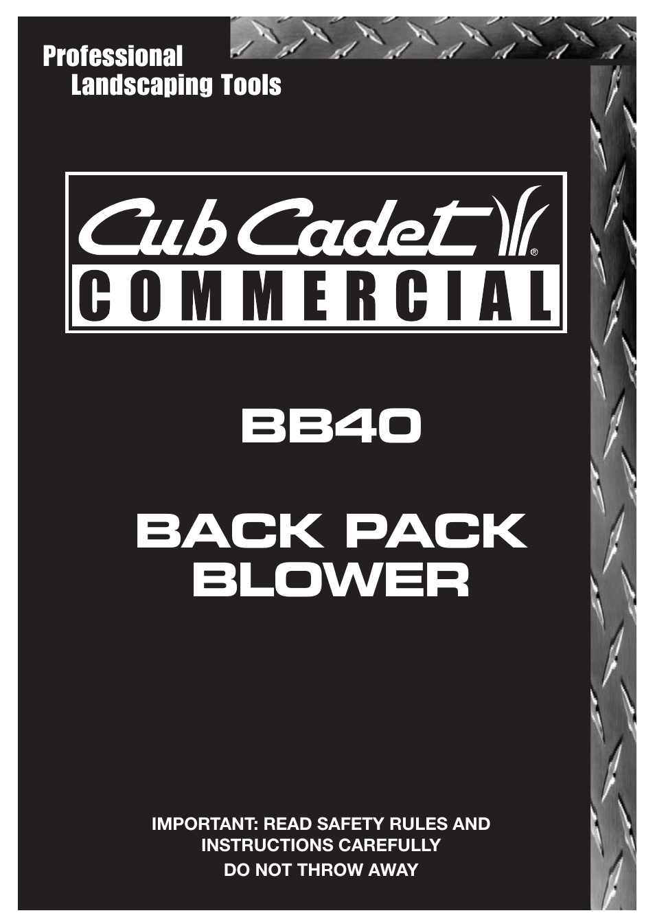 Cub Cadet BB40 User Manual | 16 pages