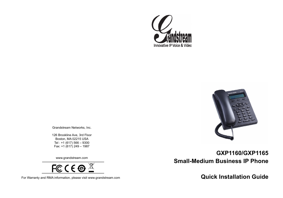 Grandstream GXP1160 Quick Installation Guide User Manual | 23 pages