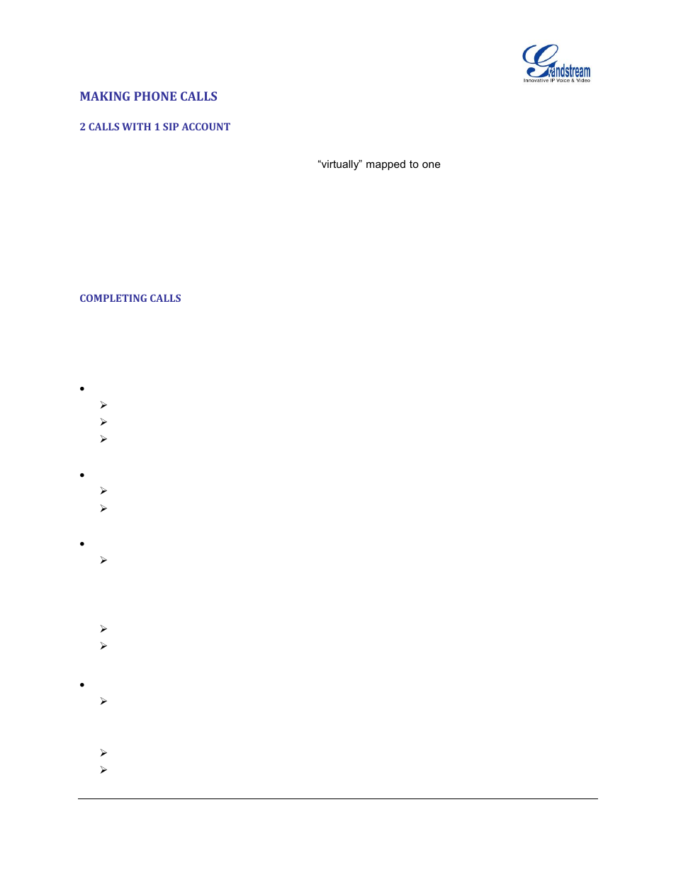 Making phone calls, 2 calls with 1 sip account, Completing calls | Grandstream GXP1100 User Manual User Manual | Page 18 / 55