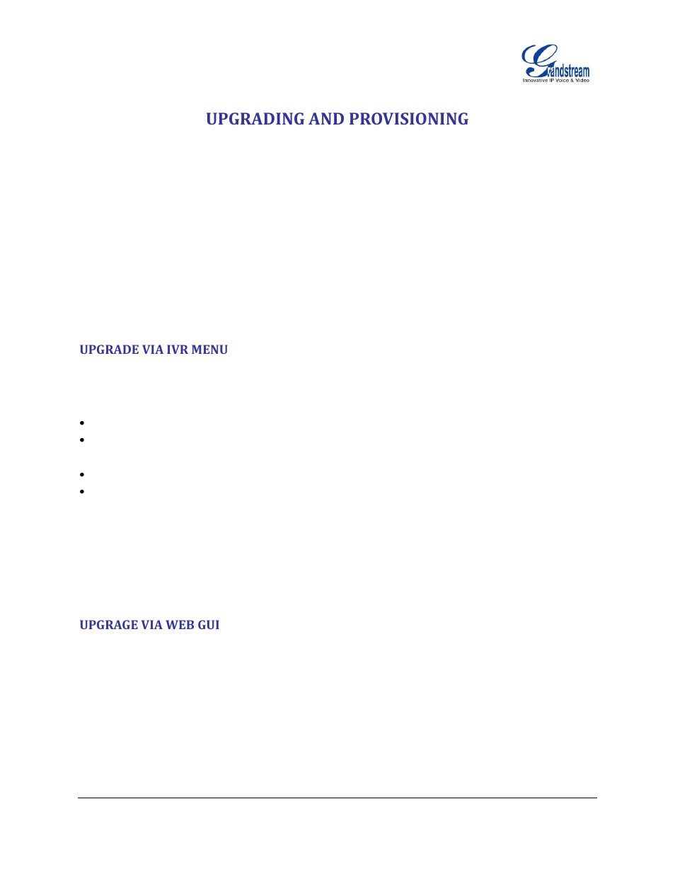 Upgrading and provisioning, Upgrade via ivr menu, Upgrage via web gui | Grandstream GXP1100 User Manual User Manual | Page 50 / 55