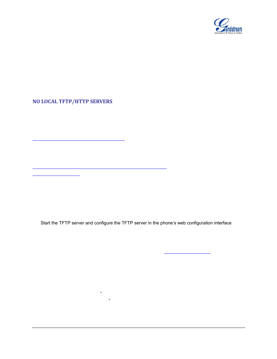 No local tftp/http servers, No local http/tftp servers | Grandstream GXP1100 User Manual User Manual | Page 51 / 55