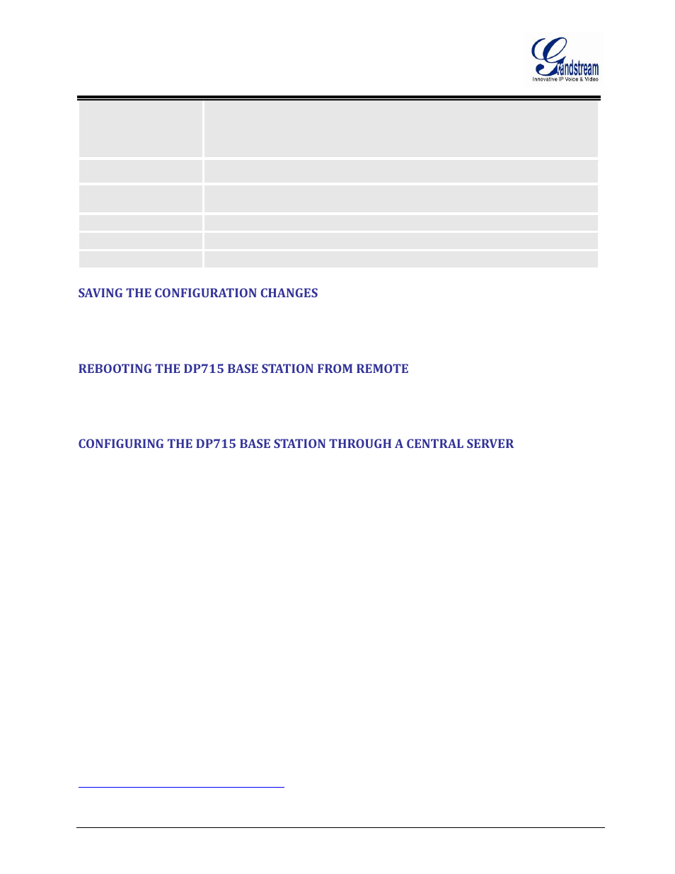 Saving the configuration changes, Rebooting the dp715 base station from remote, Saving | Configuration, Changes, Rebooting, Dp715, Base, Station, From | Grandstream DP715 User Manual User Manual | Page 52 / 58