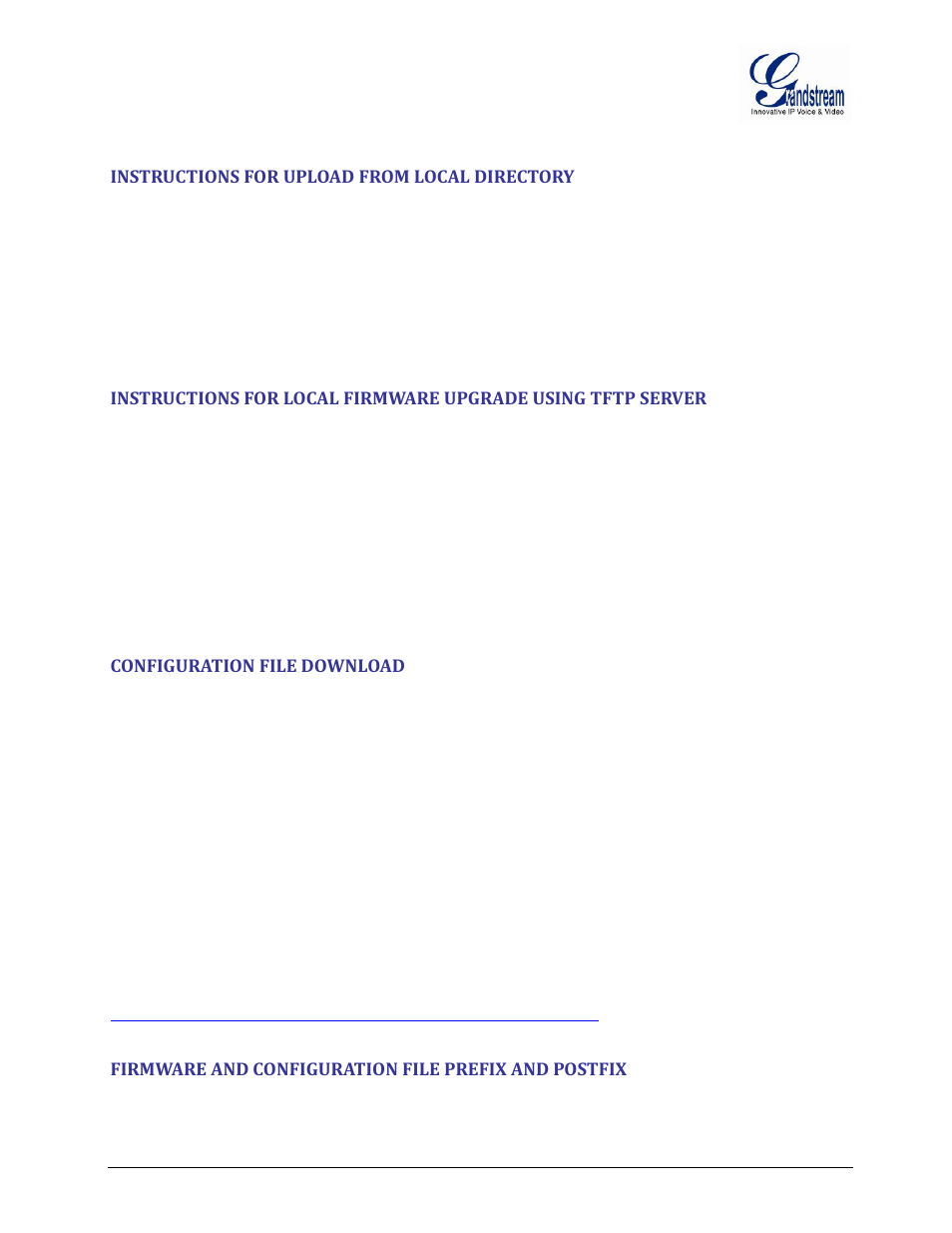 Instructions for upload from local directory, Configuration file download, Firmware and configuration file prefix and postfix | Instructions, Upload, From, Local, Directory, Firmware, Upgrade | Grandstream DP715 User Manual User Manual | Page 54 / 58