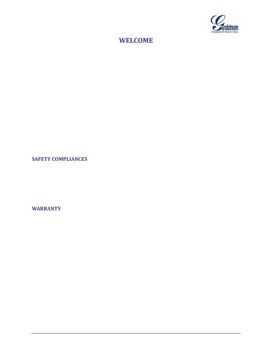 Welcome, Safety compliances, Warranty | Safety, Compliances | Grandstream DP715 User Manual User Manual | Page 9 / 58