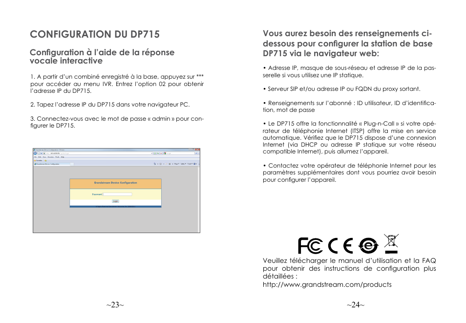 Configuration du dp715 | Grandstream DP715 Quick Start Guide User Manual | Page 14 / 34