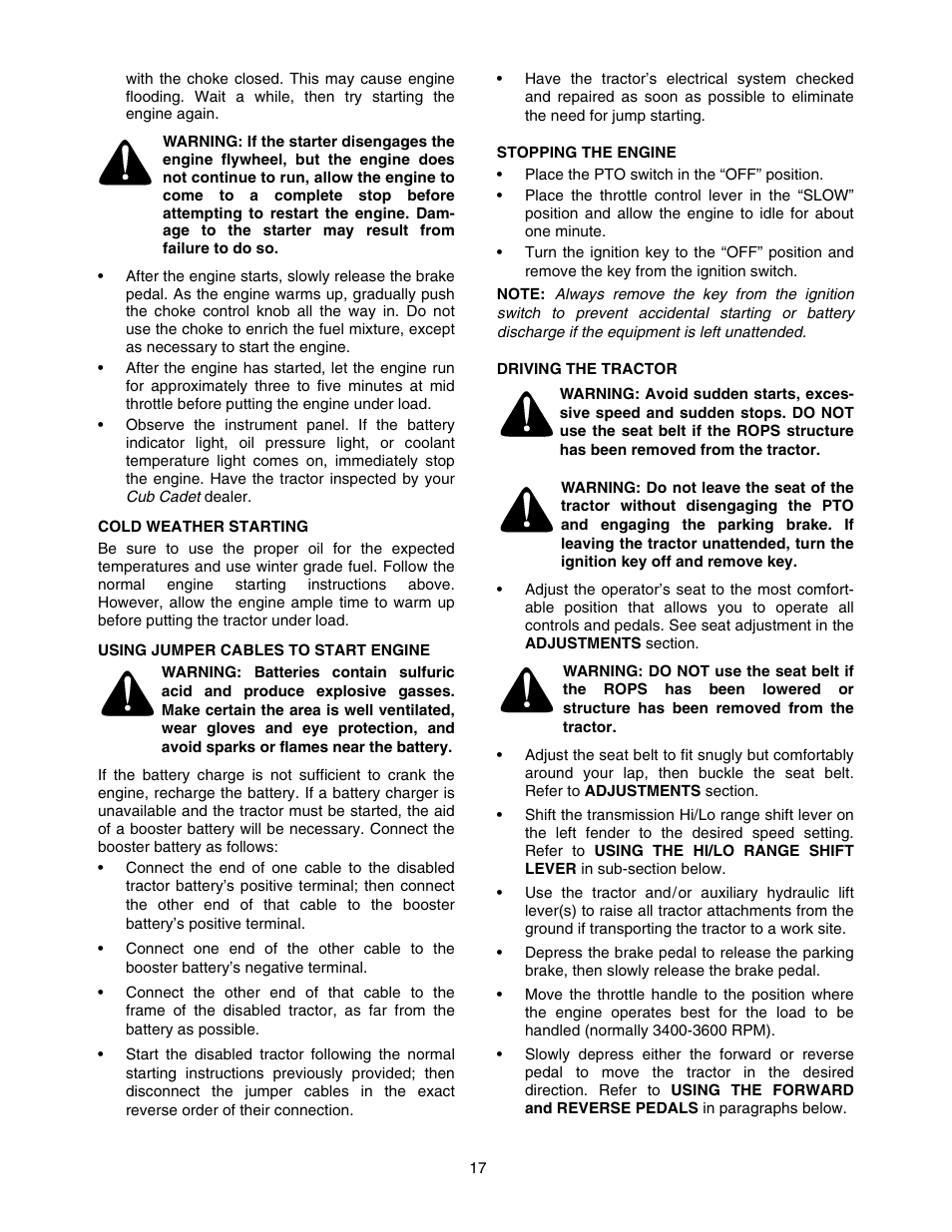 Cub Cadet 5254 User Manual | Page 17 / 52