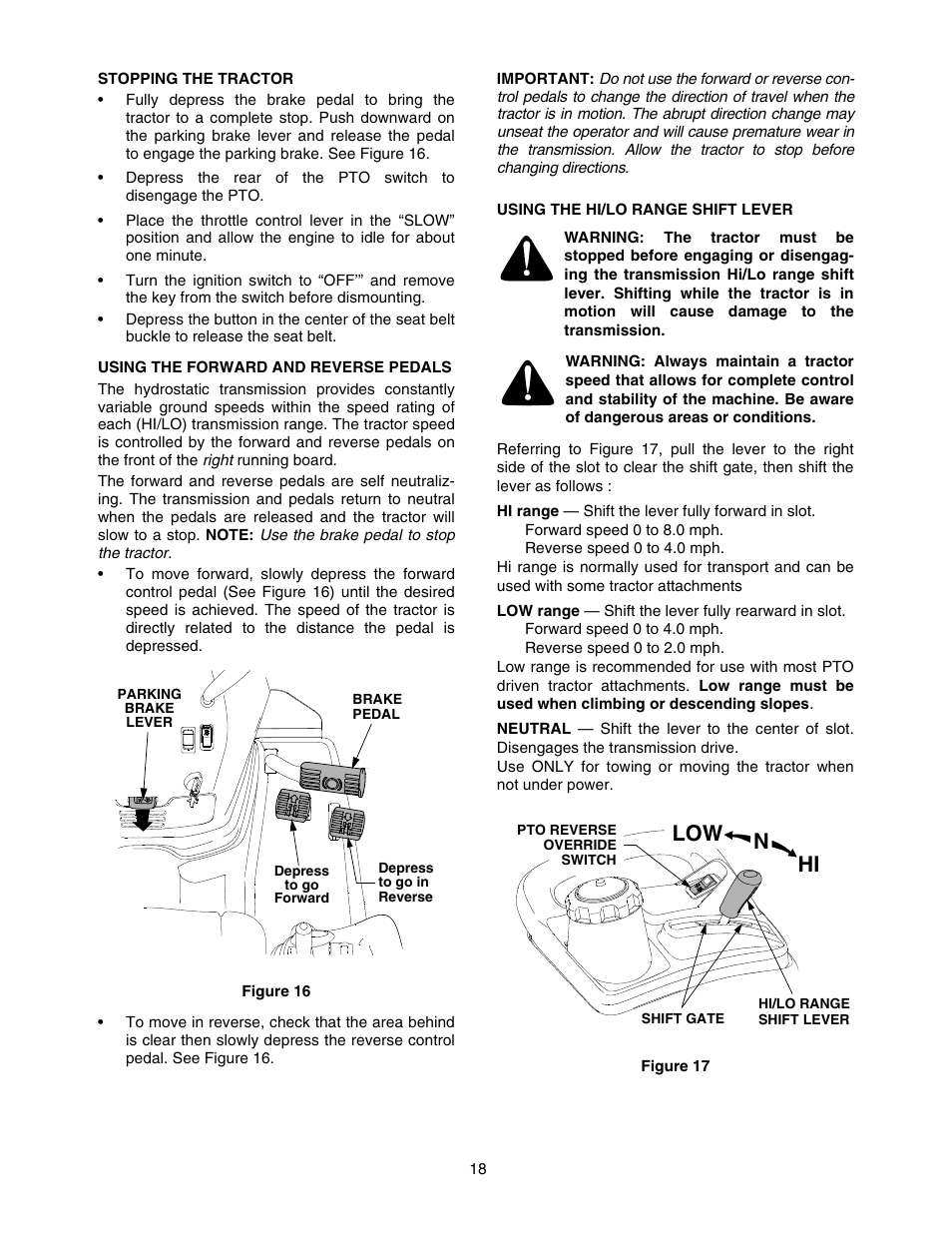 Nhi low | Cub Cadet 5254 User Manual | Page 18 / 52