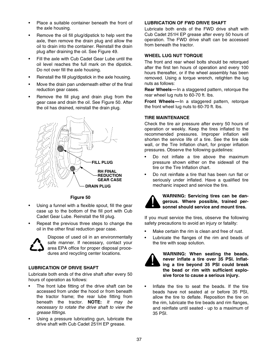 Cub Cadet 5254 User Manual | Page 37 / 52
