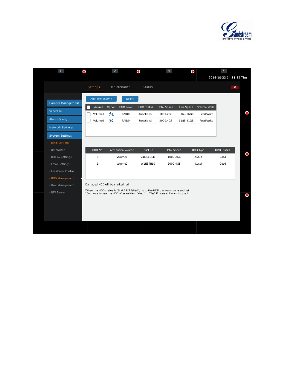 Hdd info, Logout, Info | Igure, Gvr3550 | Grandstream GVR3550 User Manual User Manual | Page 100 / 120