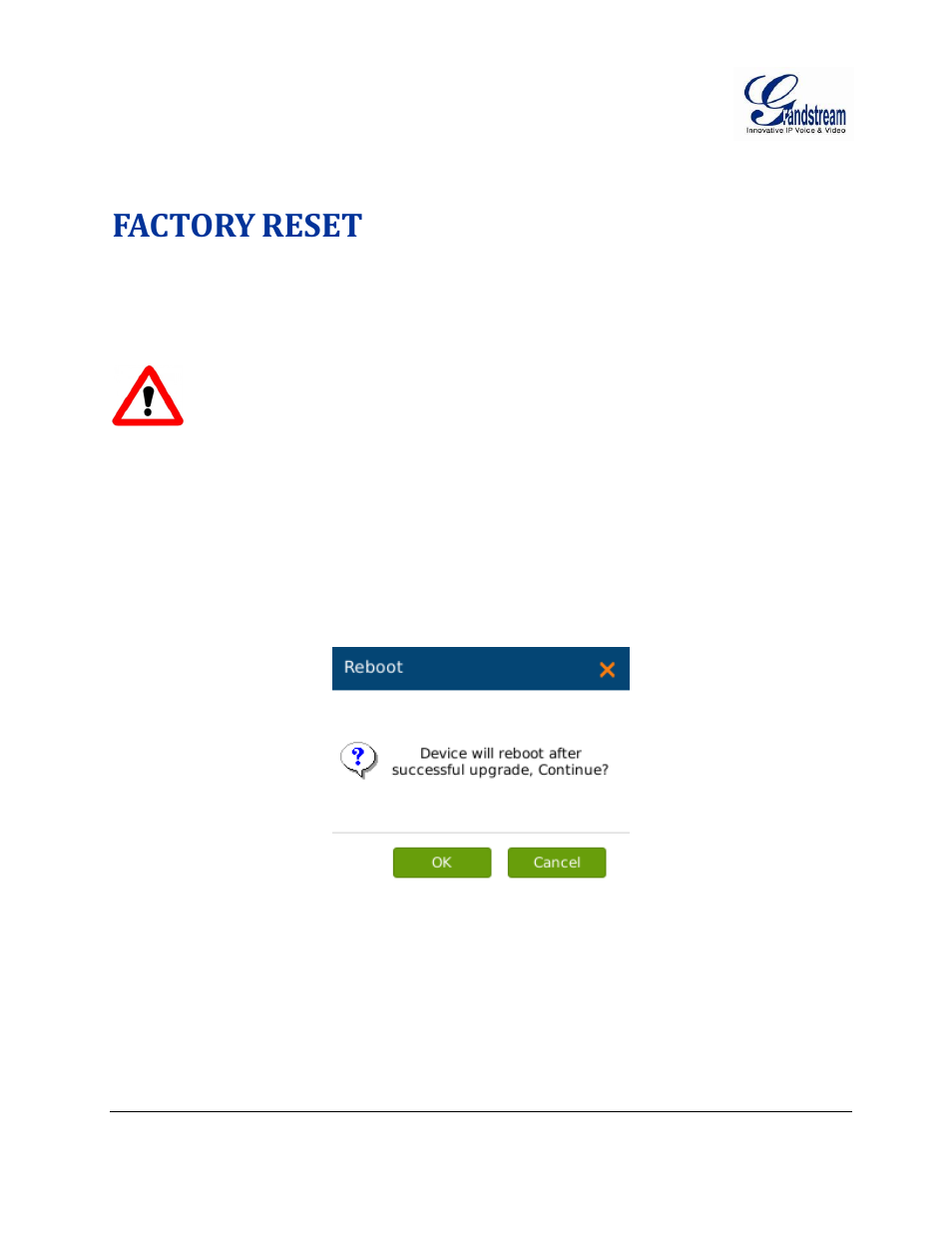 Factory reset, Reset via local gui, Reset | Local, Igure, Gvr3550, Actory, Eset, Factory | Grandstream GVR3550 User Manual User Manual | Page 114 / 120