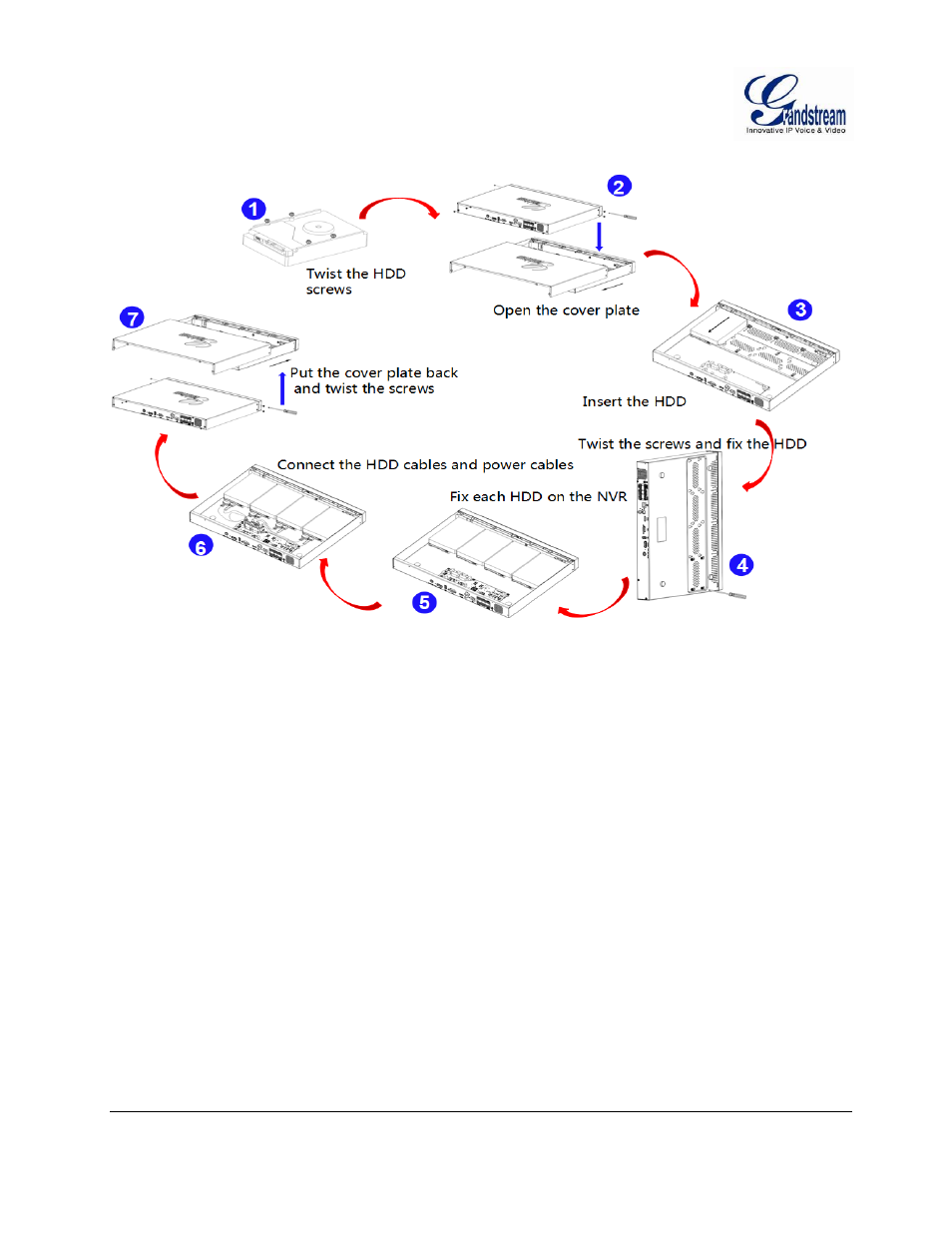 Figure 1: gvr3550 hdd installation, Igure, Gvr3550 | Nstallation | Grandstream GVR3550 User Manual User Manual | Page 14 / 120