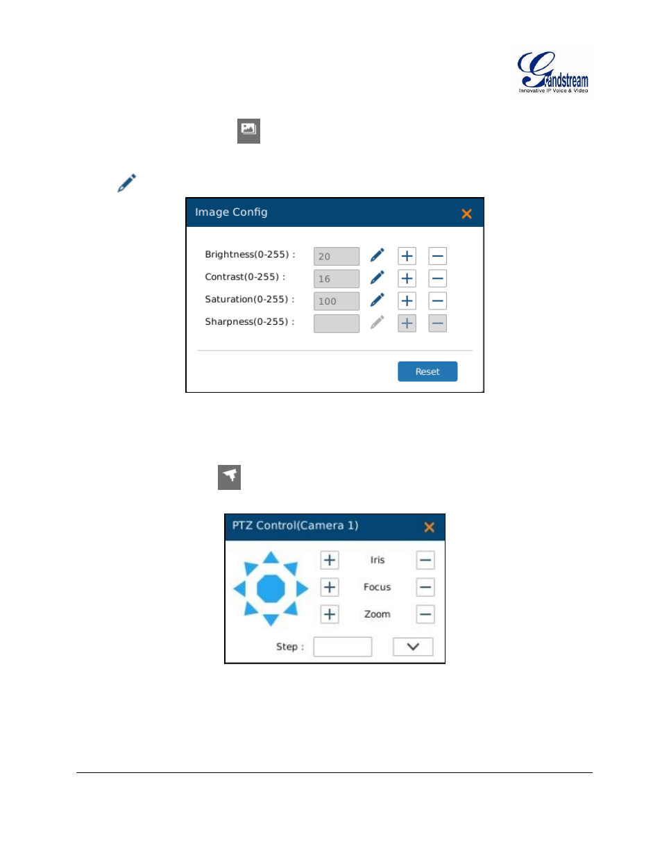 Image config, Ptz control, Image | Config, Control, Igure, Gvr3550, Mage, Onfig, Ontrol | Grandstream GVR3550 User Manual User Manual | Page 36 / 120